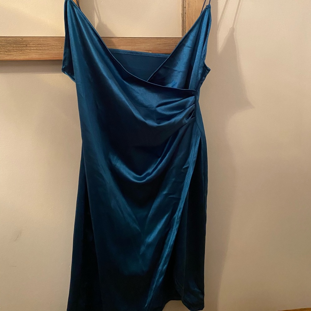 Blue satin dress